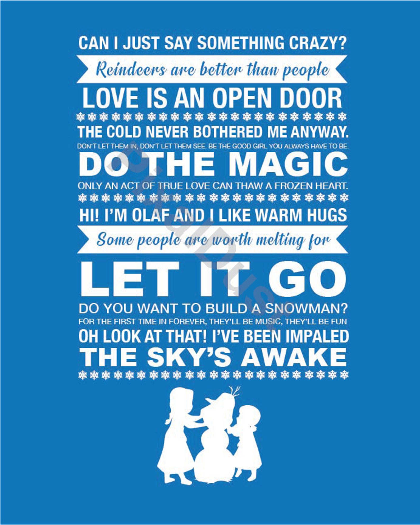 Frozen Quote Print Disney Print Frozen Lyrics Disney Etsy