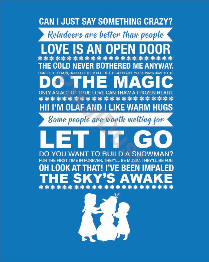 Frozen Quote Print Disney Print Frozen Lyrics Disney | Etsy
