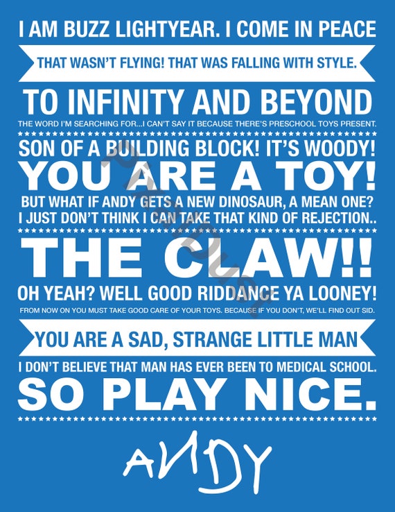 Toy Story Quote Print Pixar Quote Toy Story Lyrics Etsy Australia