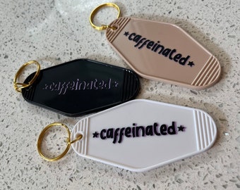 Caffeinated Motel Keychain: Retro Style Keyring