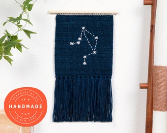 Libra Zodiac Woven Wall Hanging, Constellation Star Tapestry Decor, Libra Zodiac Birthday Gift, Gift for Astrology Lover, Boho Bedroom Decor