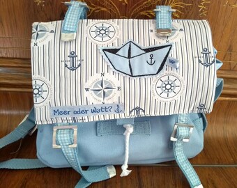 Canvas Tasche"Meer oder Watt" hellblau