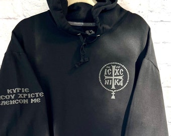 Greek Orthodox Christian ICXC cross with double headed eagle hoodie