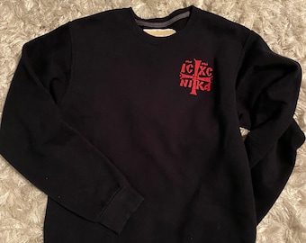 Christian Jesus prayer black sweatshirt with ICXC cross
