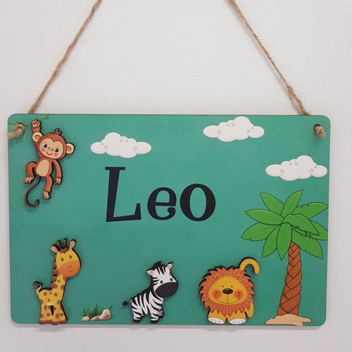 Jungle Nursery Personalised Name Plaque Safari Nursery Sign Etsy UK