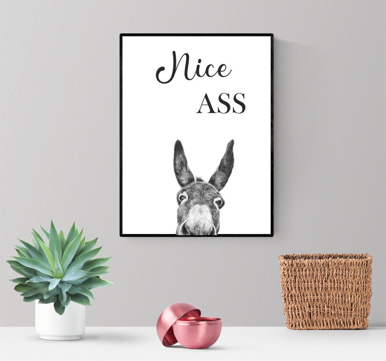 Nice Ass Bathroom Print, Funny Bathroom Wall art, Minimalist Wall Art Poster Toilet Print Home Decor Gift Hello WC Print 