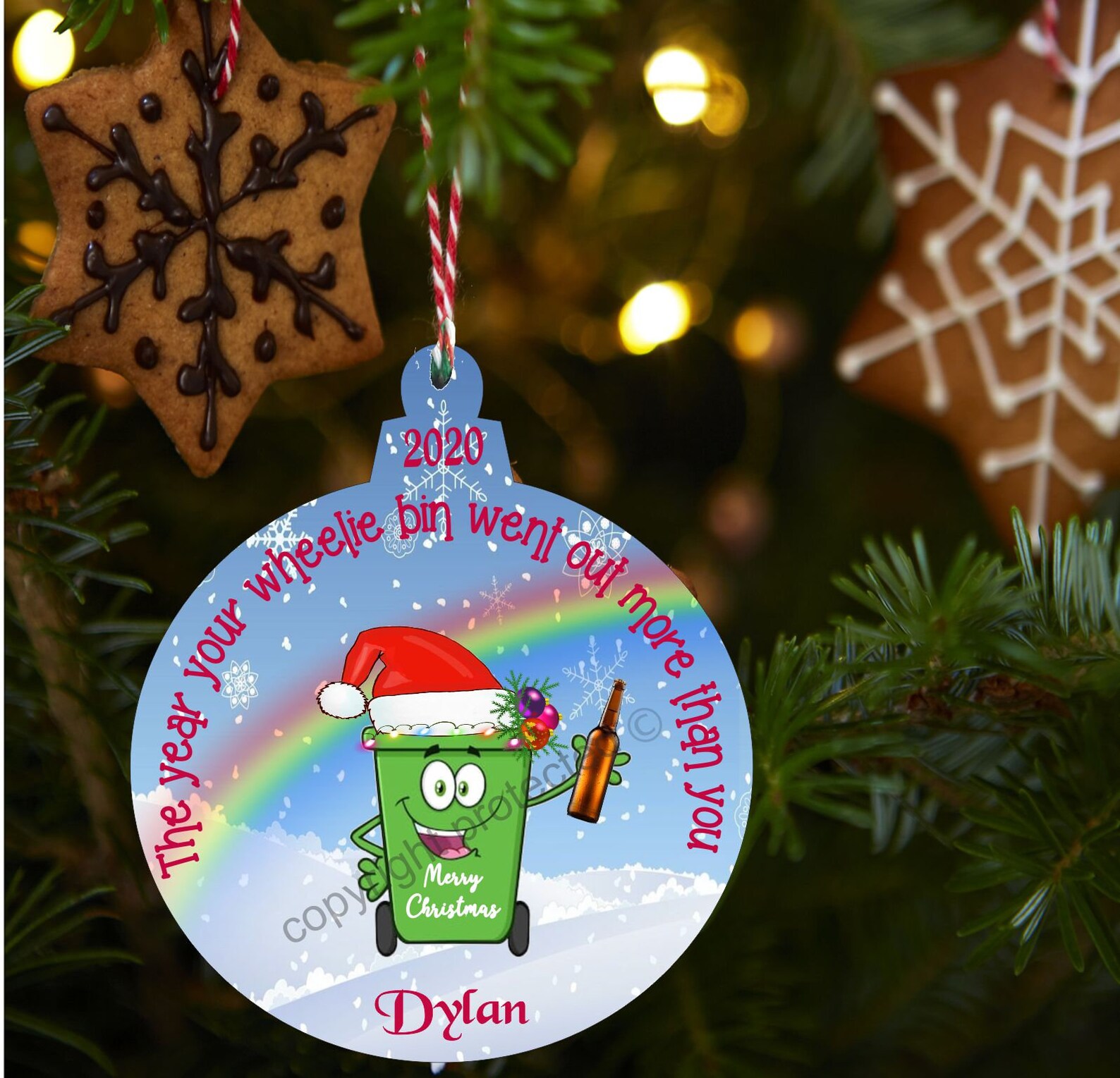 Personalised Lockdown Wheelie Bin Christmas Wooden Bauble Xmas Etsy UK