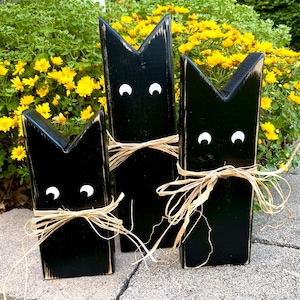 Rustic Halloween Cats/Black Cats/Wood Cats/Halloween Decor