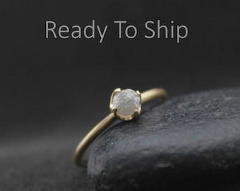 Raw Diamond Engagement Ring, Uncut Diamond Solitaire Ring, Rough Diamond Wedding Ring, Anniversary Ring for women, Rare Bridal Promise Ring