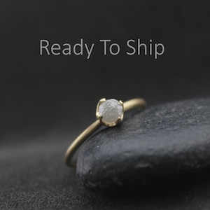 Seltener Rohdiamant Ehering, Ungeschliffener Diamant Solitärring, Verlobungsring, Frauenring, Jubiläumsring, Zen