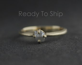Raw Rough Diamond Engagement Ring, 14k gold Rough Diamond Ring, Unique Diamond Ring, One of a kind Anniversary Diamond Ring, Gift for her