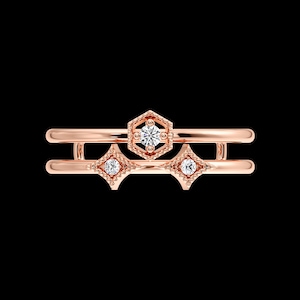 Solid Gold Double Shank Diamond Ring for Women | Minimal Daily Wear Band