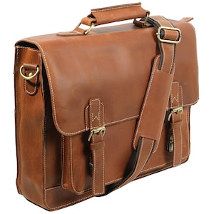 Premium buffalo Leather bag | Computer Buffalo Hunter Leather Laptop (Fits up to 14.5 Inch Laptop) |Leather Messenger Bag for Office