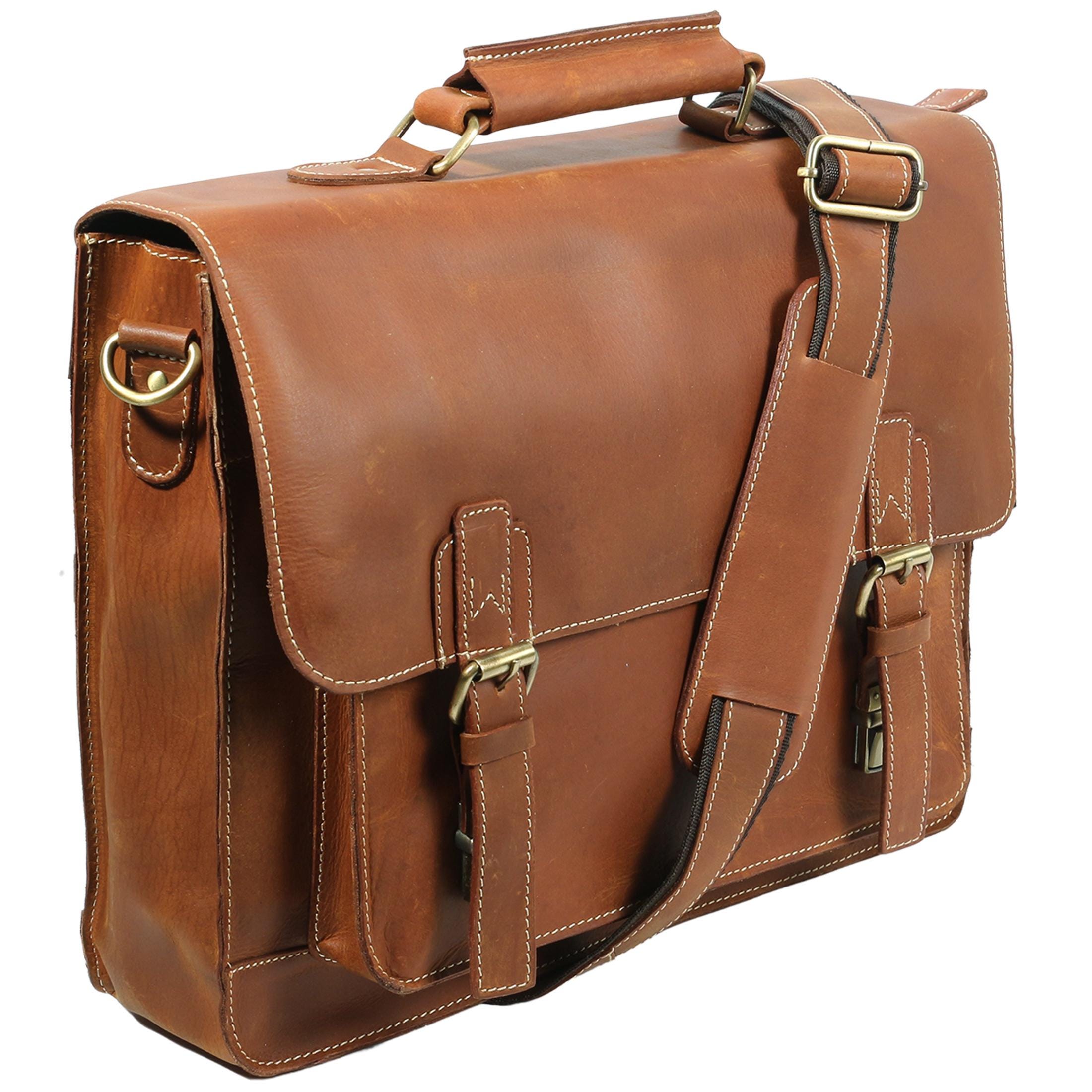 Premium buffalo Leather bag | Computer Buffalo Hunter Leather Laptop (Fits up to 14.5 Inch Laptop) |Leather Messenger Bag for Office