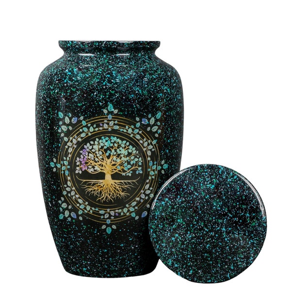 Tree of Life Urns for Human Ashes | Handcrafted Cremation Urns with Complimentary Velvet Carry Bags | Metal Urns for Human Remains