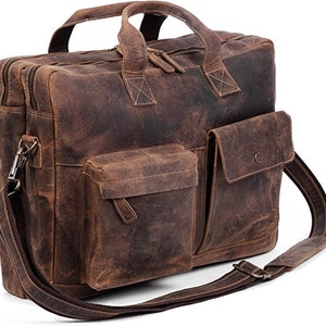 Maletín de cuero para portátil de 18 pulgadas, ideal para hombres y mujeres, ideal para oficina, escuela y universidad.