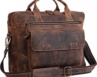 Leather briefcase 18 Inch Laptop Messenger Bags for Men and Women Best Office School College Briefcase Satchel Bag