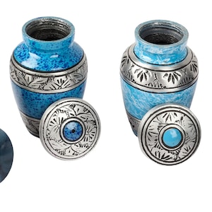 Litet set med 4 askurnor | Handgjorda kremeringsurnor med gratis sammetsbärväskor och premiumask | Metallurnor för kvarlevor bild 4