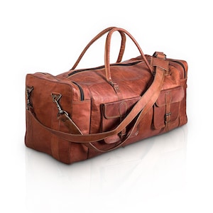Leather Duffel Bag 30 inch Large Travel Bag Gym Sports Overnight Weekender Bag