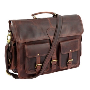 Genuine Buffalo Leather Briefcase Laptop Messenger Bag Best Computer Satchel Handmade Bags for Men