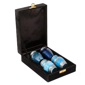 Small Set of 4 Urns for Ashes | Handcrafted Cremation Urns with Complimentary Velvet Carry Bags & Premium Box | Metal Urns for Remains