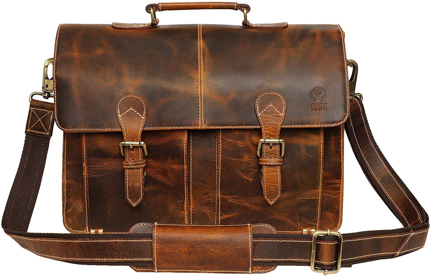 Handmade Leather Shoulder Briefcase Messenger Bag Mens 16 inch | Etsy
