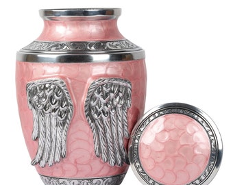Angel Wings Urns for Human Ashes | Handcrafted Cremation Urns with Complimentary Velvet Carry Bags | Metal Urns for Human Remains