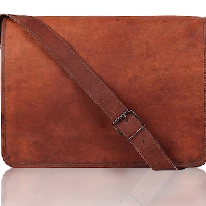 Classic leather messenger bag for men and women can be used as a breifcase bag laptop bag shoulder bag crossbody bag satchel gift for him