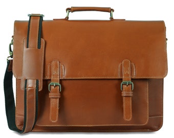 Premium Buffalo Leather bag | Computer Buffalo Hunter Leather Laptop (Fits up to 14.5/17.5 Inch Laptop) |Leather Messenger Bag for Office