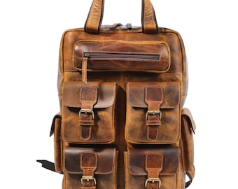 Handmade Leather Backpack, Travel Rucksack, Hiking Backpack For Men and Women, Unisex Vintage Backpack, Best Christmas Gift