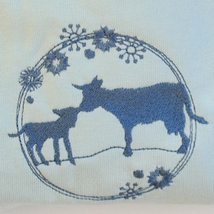 6 embroidery files set silhouette doodle appliqué farm animal milk cow with calf Allgäu Bavaria agriculture digital instant download