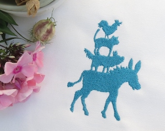 Embroidery file paper cut fairy tale the Bremen Town Musicians digital instant download