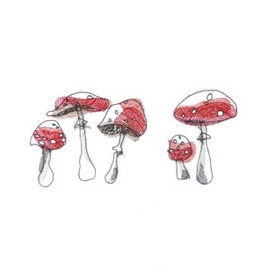 5 embroidery files fly agaric watercolor autumn forest lucky mushroom plant design embroidery pattern embroidery template for embroidery machine instant download digital