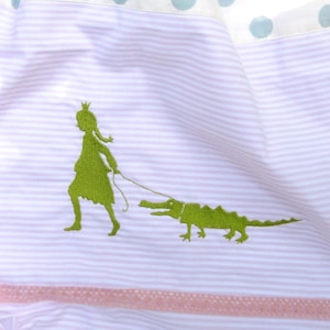 3 embroidery files silhouette princess girl with crocodile digital instant download for embroidery with an embroidery machine