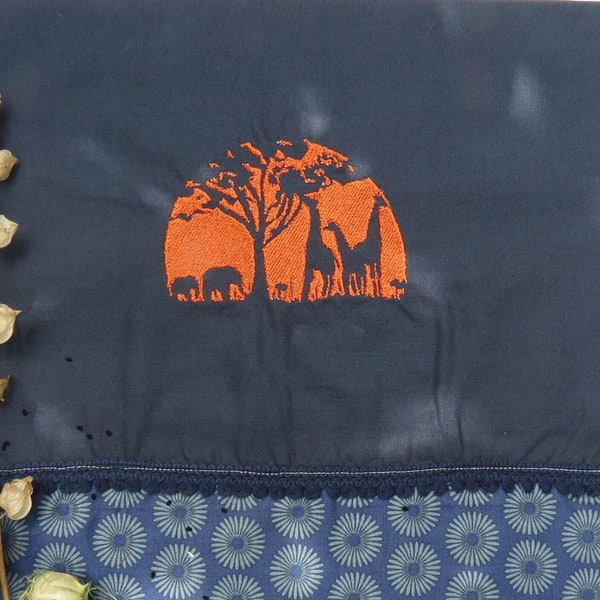 Embroidery file paper cut savanna giraffe elephant Africa nature digital instant download