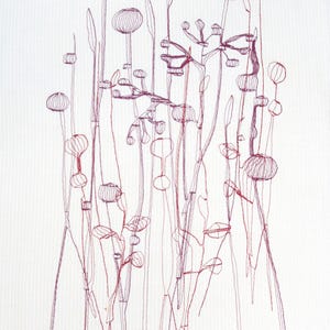 Embroidery file grass meadow wildflower seed heads drawing outline nature plant boho linear embroidery pattern embroidery machine instant download digital
