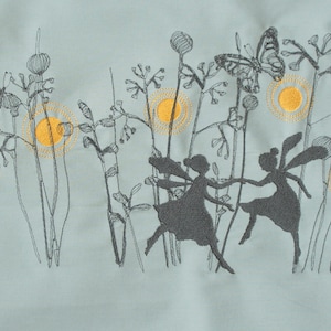2 embroidery files silhouette dancing elves under lanterns digital instant download