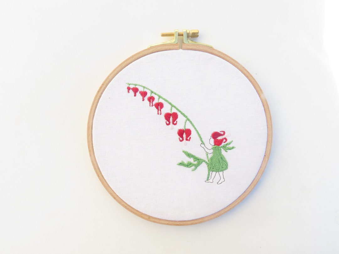 2 Embroidery Files Bleeding Heart Flower Child Spring Garden Nature Elf ...