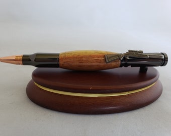 Rifle with Bullet and Bolt-Action Oak Writing Pen