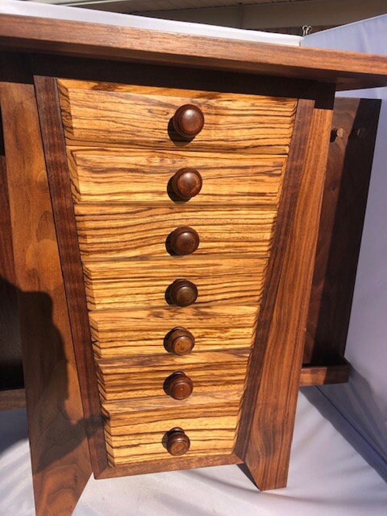 Handcrafted One of a Kind Walnut Zebra Wood Jewelry Armoire Etsy