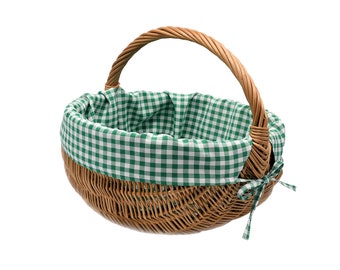 MyBer® Wicker basket Shopping basket Picnic basket Sturdy carrying basket round from willow brown K1-005-SGW