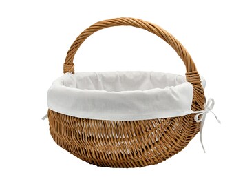 MyBer® Wicker basket Shopping basket Picnic basket Sturdy carrying basket round from willow K1-005-SW