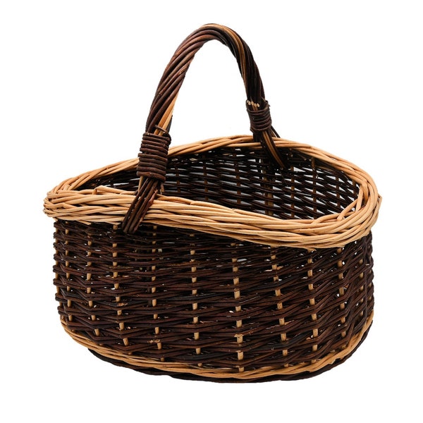 MyBer® shopping basket Rattan basket Wicker basket basket braided 41/33/21(38)cm. Sturdy wicker basket brown with pretty pattern K1-202