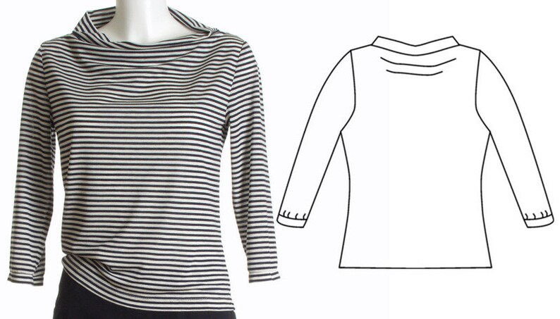 Shirt mit 34 Arm SCHNITTMUSTER Pdf Gr. 34-52 QUICK/&EASY