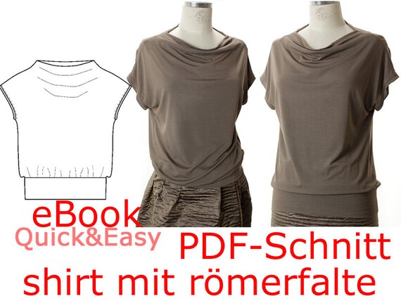 Shirt mit 34 Arm SCHNITTMUSTER Pdf Gr. 34-52 QUICK/&EASY