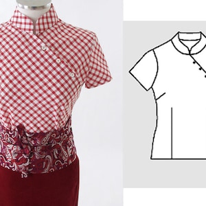 Asia blouse sewing pattern PDF size: 32-54 in three size sets Ebook women's sewing patterns