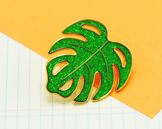 Green Monstera Leaf Pin