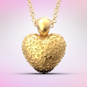 Elegant heart necklace in Real Gold 18k or 14k, Italian Gold Jewelry. Gold Heart Necklace for Women, Gold Gift for Her, Fine Jewelry.