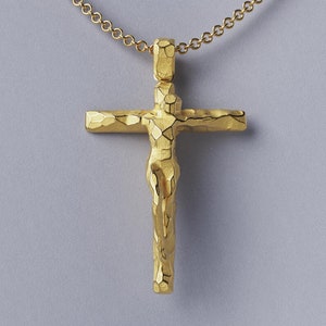 Collier à pendentif crucifix en or - Fabriqué en Italie - Or 14 carats ou 18 carats - Or jaune, rose ou blanc