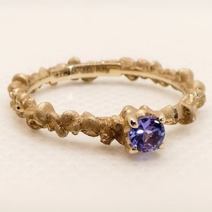 Organic Tanzanite Ring: 14k Solid Gold Engagement Ring, Made in Italy